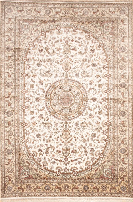 Kashmir White Hand Knotted 62 X 93 Area Rug 100-11790 Image 0