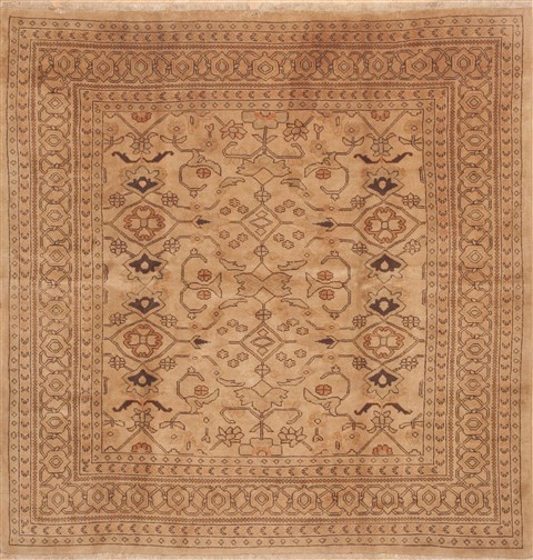 Persian Ardebil Brown Square 9 Ft And Larger Wool Carpet 11798