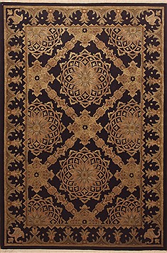 Indian Indo-Tibetan Green Rectangle 6x9 ft Wool Carpet 11826