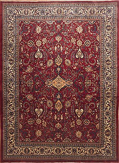 Persian sarouk Red Rectangle 10x13 ft Wool Carpet 11831