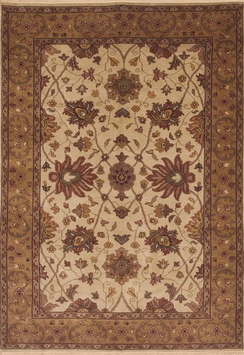 Indian Indo Tibetan Green Rectangle 6x9 Ft Wool Carpet 11842 Sku