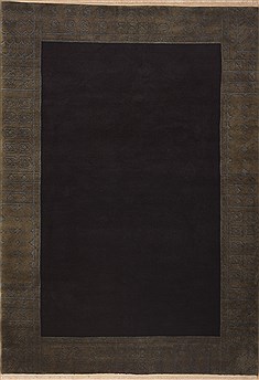 Indo-Tibetan Black Hand Knotted 6'2" X 8'9"  Area Rug 100-11850