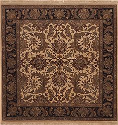 Indian Jaipur Beige Square 5 to 6 ft Wool Carpet 11878