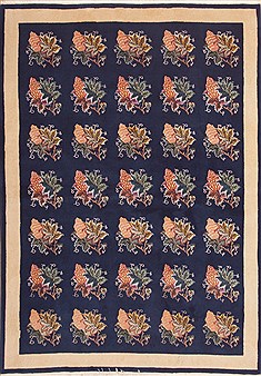 Pakistani Kashmir Blue Rectangle 5x8 ft Wool Carpet 11911