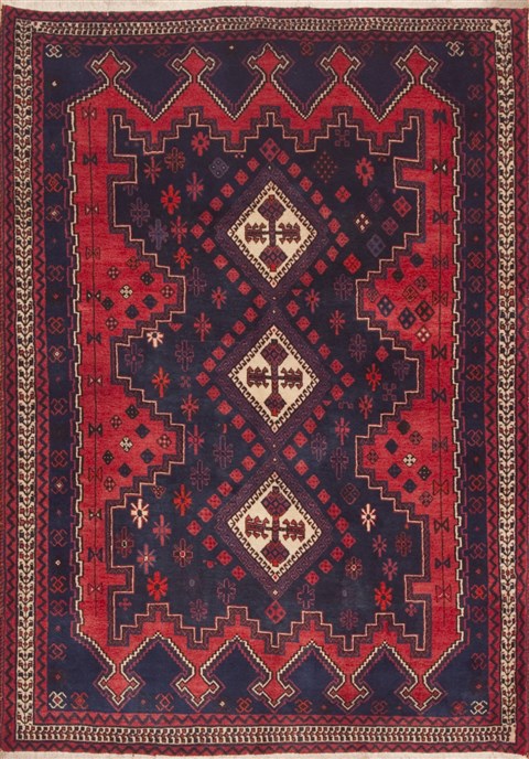 Afshar Blue Hand Knotted 53 X 75 Area Rug 100-11917 Image 0