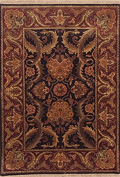 Jaipur Black Hand Knotted 4'11" X 7'2"  Area Rug 100-11920