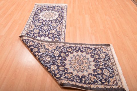 Nain Blue Runner Hand Knotted 26 X 96 Area Rug 100-11974 Image 1