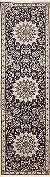 Persian Nain Blue Runner 10 to 12 ft Wool Carpet 11974