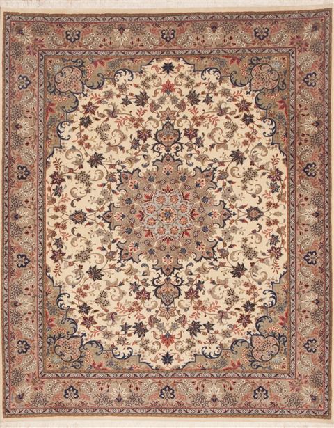 Kashan Beige Hand Knotted 66 X 80  Area Rug 100-11988 Image 0