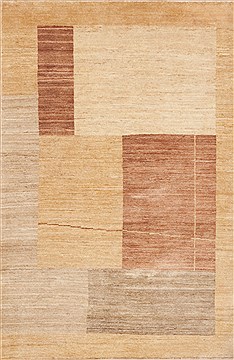 Gabbeh Beige Hand Knotted 4'3" X 6'4"  Area Rug 100-11989