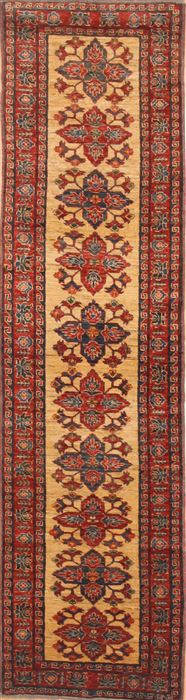 Kazak Yellow Runner Hand Knotted 27 X 103  Area Rug 100-11999 Image 0
