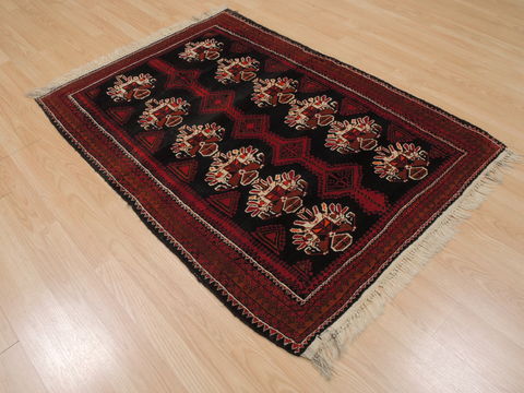 Baluch Black Hand Knotted 37 X 51 Area Rug 100-110011 Image 3