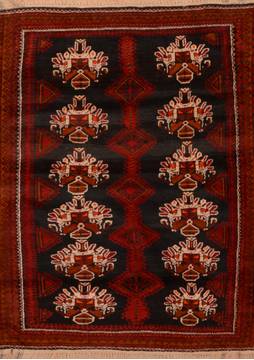 Persian Baluch Black Rectangle 3x5 ft Wool Carpet 110011