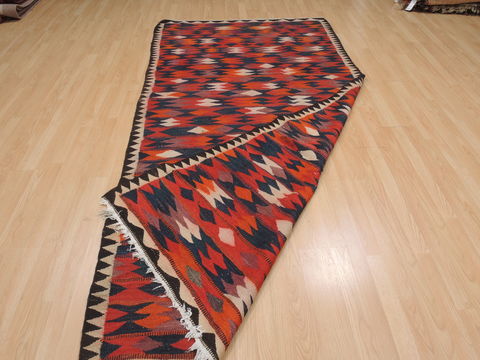 Kilim Red Runner Hand Knotted 410 X 101 Area Rug 100-110016 Image 6