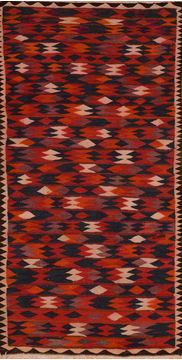 Afghan Kilim Red Runner 10 to 12 ft Wool Carpet 110016