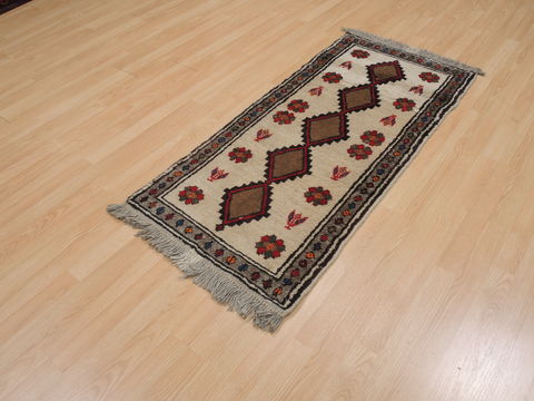 Gabbeh Beige Hand Knotted 24 X 49 Area Rug 100-110017 Image 2