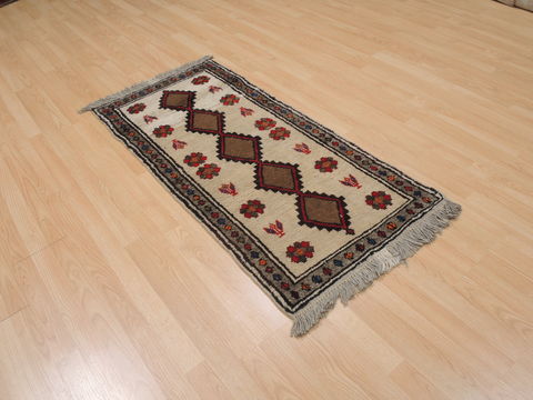 Gabbeh Beige Hand Knotted 24 X 49 Area Rug 100-110017 Image 3