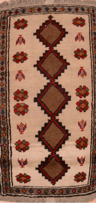Gabbeh Beige Hand Knotted 24 X 49 Area Rug 100-110017 Image 0