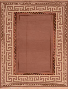 Romania Kilim Beige Rectangle 6x9 ft Wool Carpet 110020