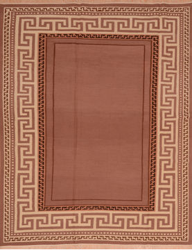Romania Kilim Beige Rectangle 6x9 ft Wool Carpet 110020