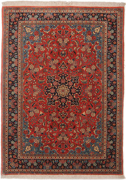Persian sarouk Red Rectangle 3x5 ft wool and silk Carpet 110021