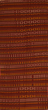 Kilim Red Runner Flat Woven 4'6" X 10'11"  Area Rug 100-110024