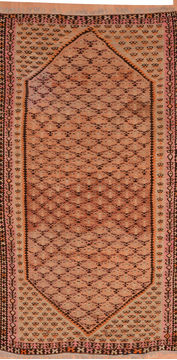 Kilim Brown Runner Flat Woven 4'1" X 8'10"  Area Rug 100-110025