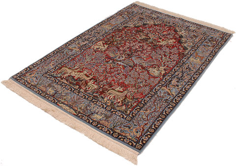 Isfahan Red Hand Woven 38 X 53 Area Rug 254-110028 Image 8