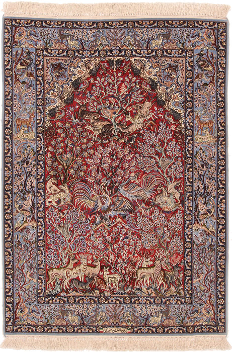 Isfahan Red Hand Woven 38 X 53 Area Rug 254-110028 Image 0