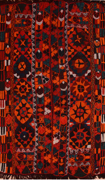 Afghan Kilim Red Rectangle 5x8 ft Wool Carpet 110032