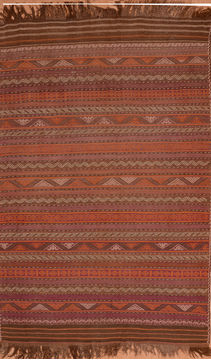 Afghan Kilim Red Rectangle 7x10 ft Wool Carpet 110039