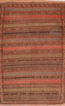 Kilim Red Flat Woven 4'10" X 8'10"  Area Rug 100-110040