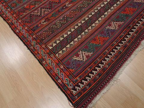 Kilim Red Runner Flat Woven 411 X 114 Area Rug 100-110041 Image 4