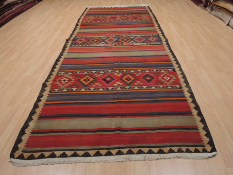 Kilim Red Runner Flat Woven 44 X 1210 Area Rug 100-110044 Image 1
