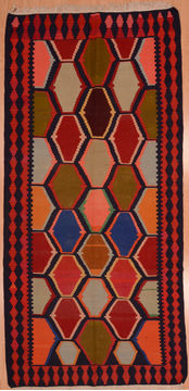 Afghan Kilim Red Runner 10 to 12 ft Wool Carpet 110046