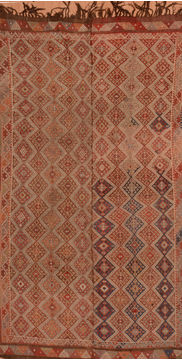 Afghan Kilim Brown Rectangle 5x7 ft Wool Carpet 110047