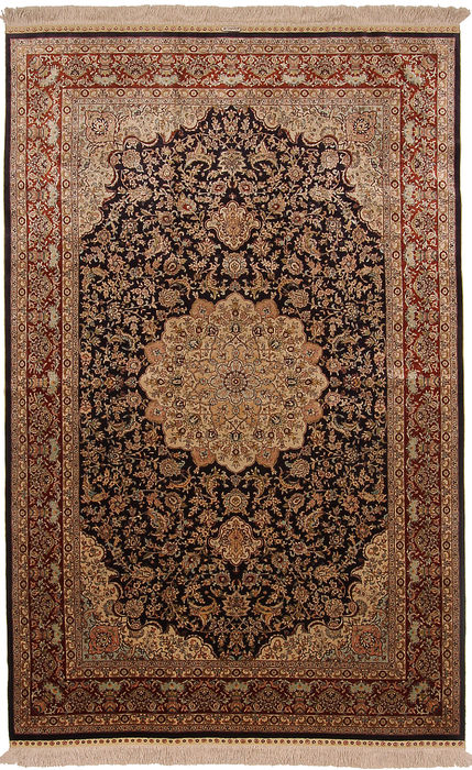 Hereke Black Hand Knotted 50 X 80  Area Rug 254-110059 Image 0