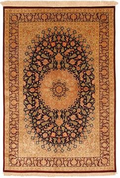 Qum Yellow Hand Woven 4'6" X 6'7"  Area Rug 254-110060