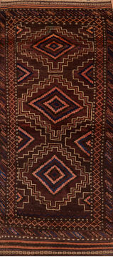 Baluch Brown Hand Knotted 3'6" X 7'3"  Area Rug 100-110065