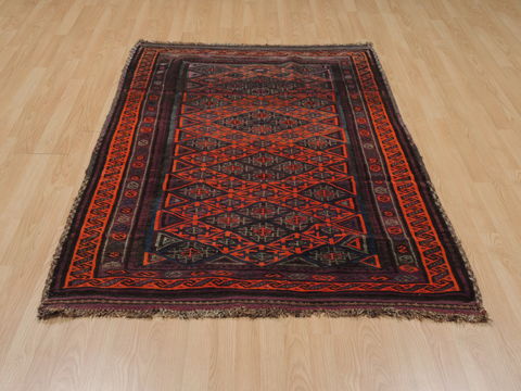 Baluch Orange Hand Knotted 311 X 67 Area Rug 100-110068 Image 1