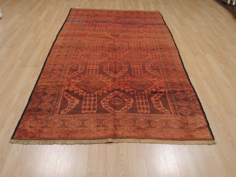 Baluch Orange Hand Knotted 410 X 92 Area Rug 100-110074 Image 1
