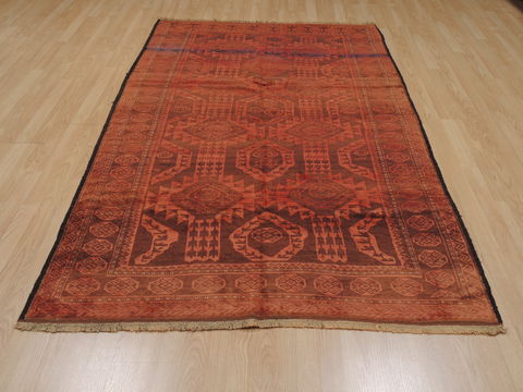Baluch Orange Hand Knotted 410 X 92 Area Rug 100-110074 Image 3