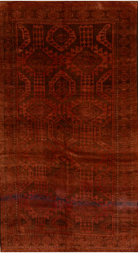 Baluch Orange Hand Knotted 4'10" X 9'2"  Area Rug 100-110074