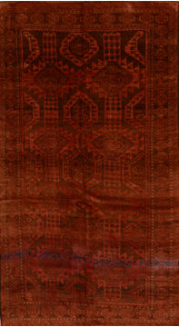Afghan Baluch Orange Rectangle 6x9 ft Wool Carpet 110074