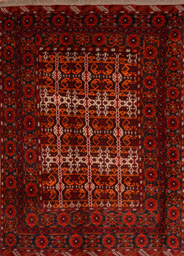 Afghan Khan Mohammadi Multicolor Rectangle 6x9 ft Wool Carpet 110079