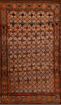 Afghan Khan Mohammadi Multicolor Rectangle 4x6 ft Wool Carpet 110083
