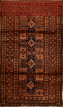Afghan Baluch Brown Rectangle 4x6 ft Wool Carpet 110093