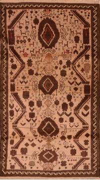 Baluch Beige Hand Knotted 3'5" X 6'0"  Area Rug 100-110095