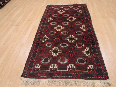 Baluch Red Runner Hand Knotted 34 X 68 Area Rug 100-110100 Image 1