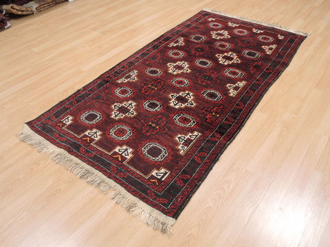 Baluch Red Runner Hand Knotted 34 X 68 Area Rug 100-110100 Image 2